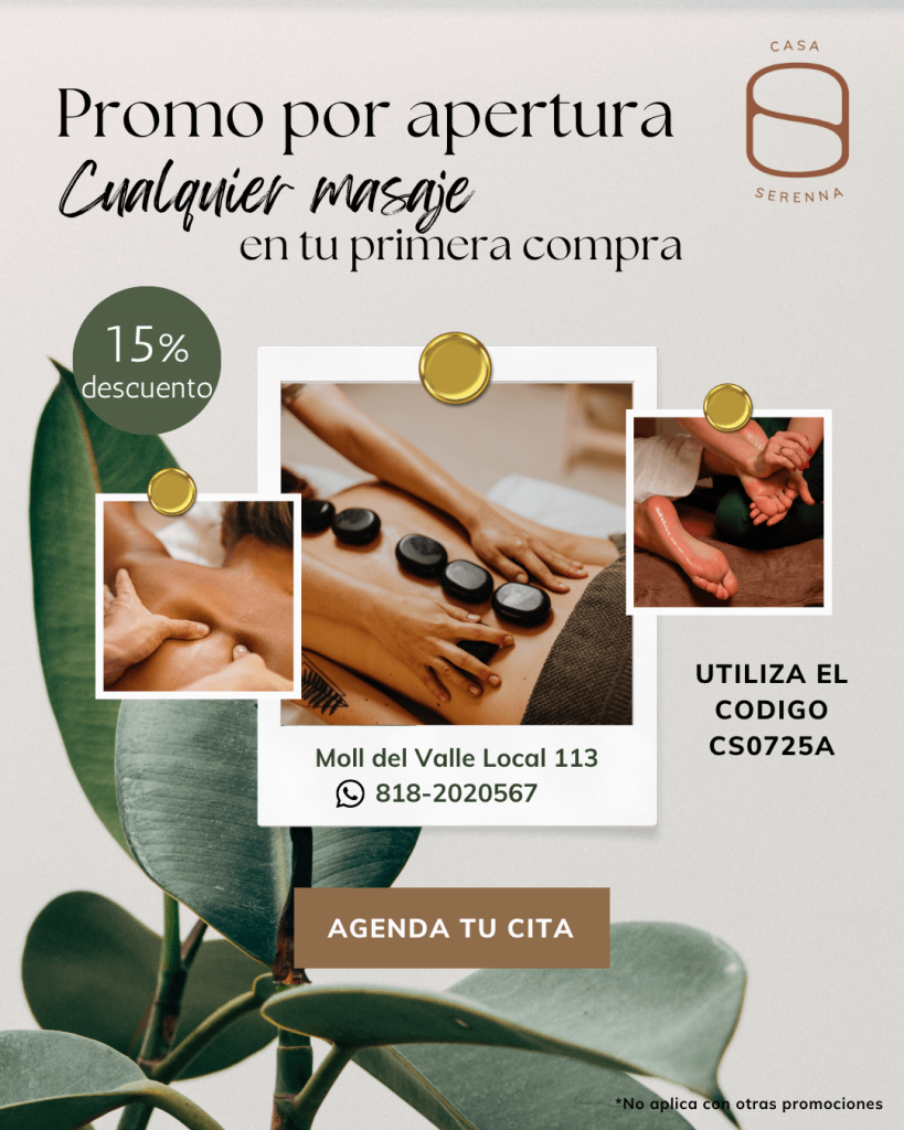 15% de descuento en cualquier masaje - por apertura